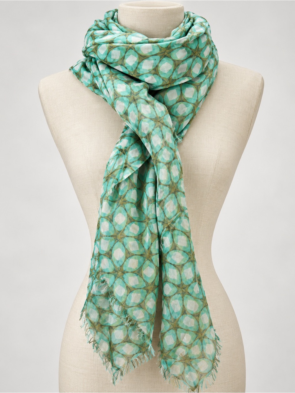 Summer Floral  Scarf in Mint Green